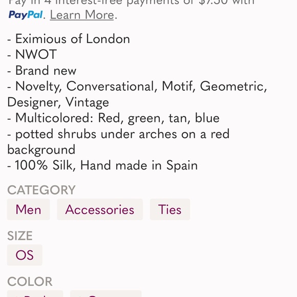 Eximious of London Topiary 100% Silk Necktie - Picture 12 of 12